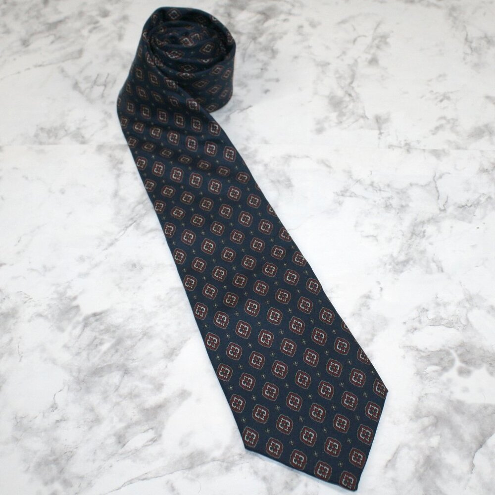 VINTAGE CHRISTIAN DIOR Neck Tie Diamond Mandala Blue Red Luxury Necktie